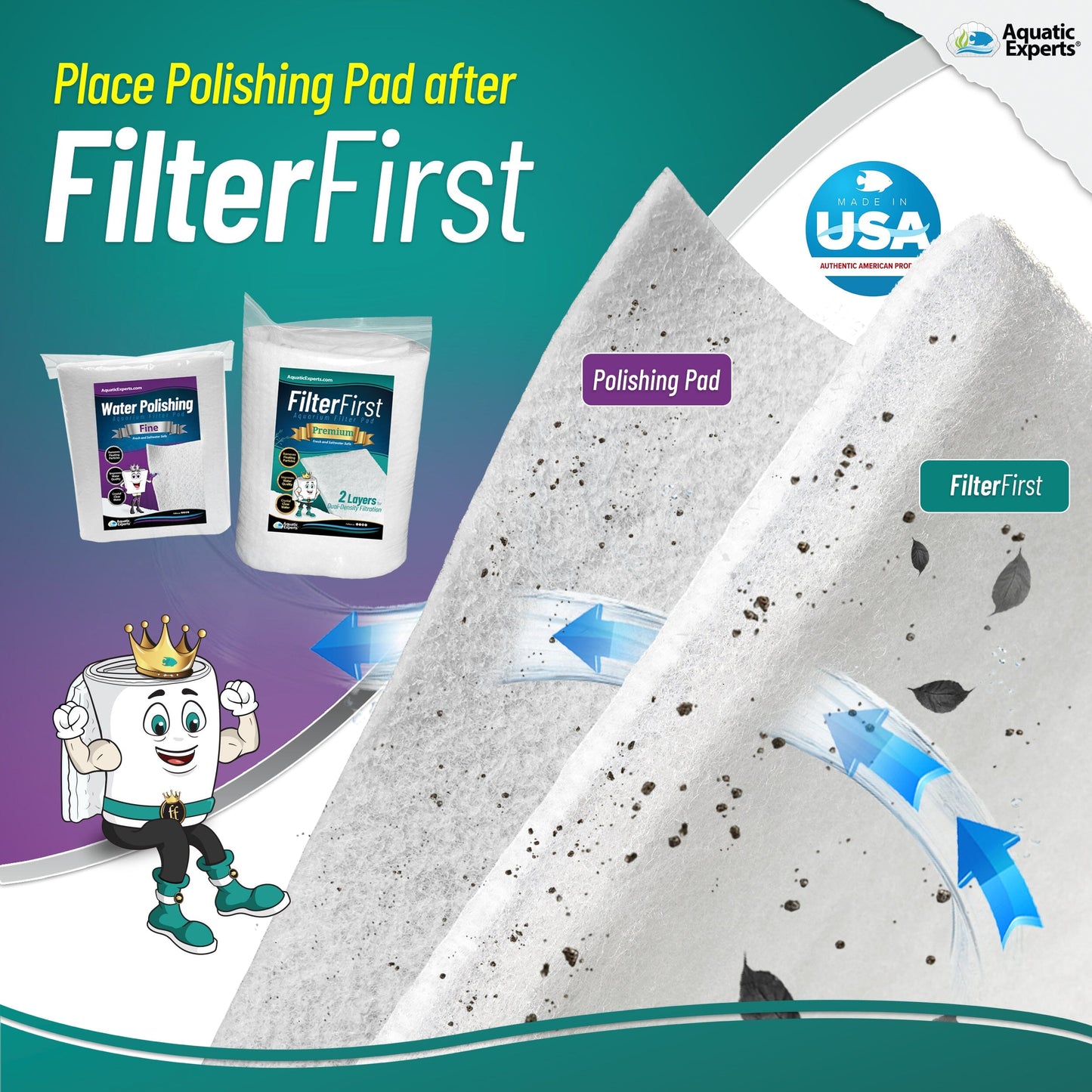 Aquarium Bundle includes Filter First 12" x 72" and Polishing Pad 100 Micron 1 Pack