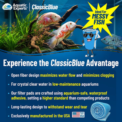 Classic Bonded Aquarium Filter Pad - Blue & White Aquarium Filter Media Roll Bulk, Customizable for Most Filters