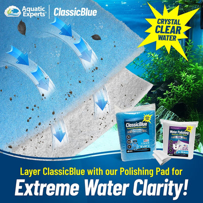 Classic Bonded Aquarium Filter Pad - Blue & White Aquarium Filter Media Roll Bulk, Customizable for Most Filters