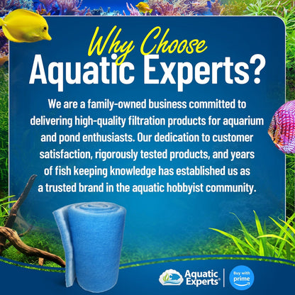 Classic Bonded Aquarium Filter Pad - Blue & White Aquarium Filter Media Roll Bulk, Customizable for Most Filters