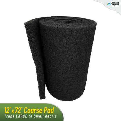 Pond Bundle - White Fine Filter Pad 12" x 72", Black Coarse FIlter Pad 12" x 72", 300 Count BioBalls with Mesh Bag